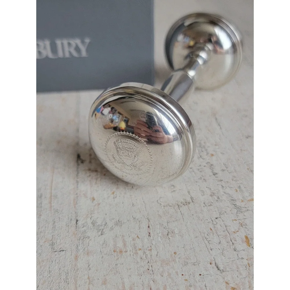 Salisbury stacking ring dumbbell rattle w/ seal American USA metal unique figure